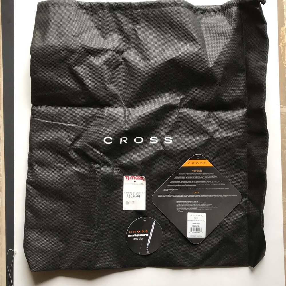 CROSS leather zip shoulder bag purse black brown - Picture 6 of 6